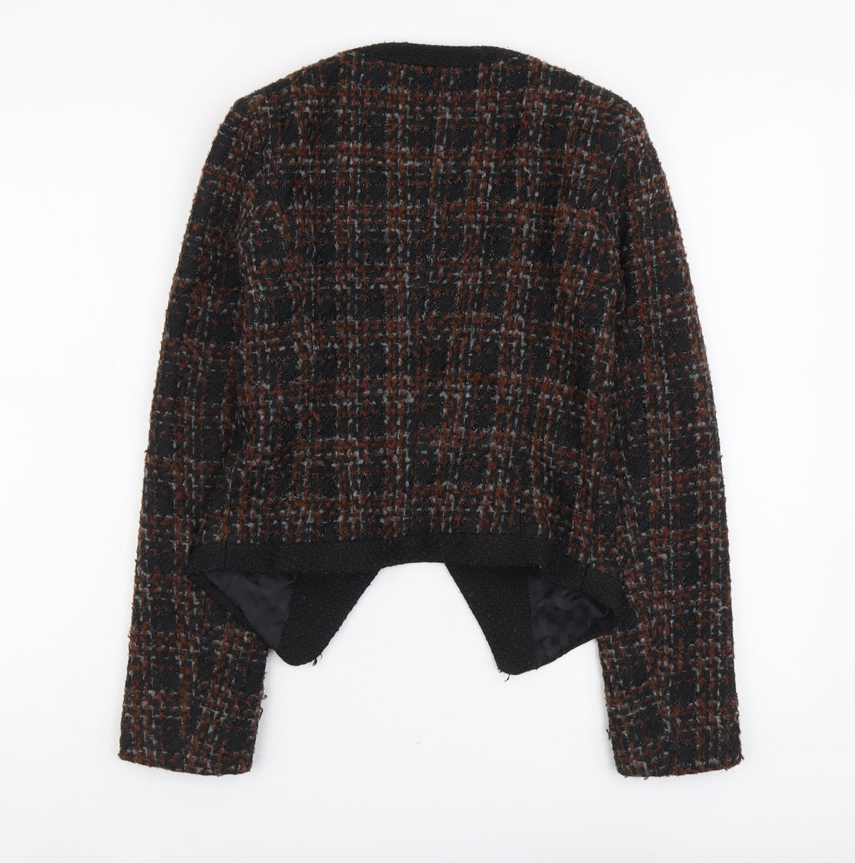NEXT Womens Black Geometric Jacket Blazer Size 6 Hook & Eye