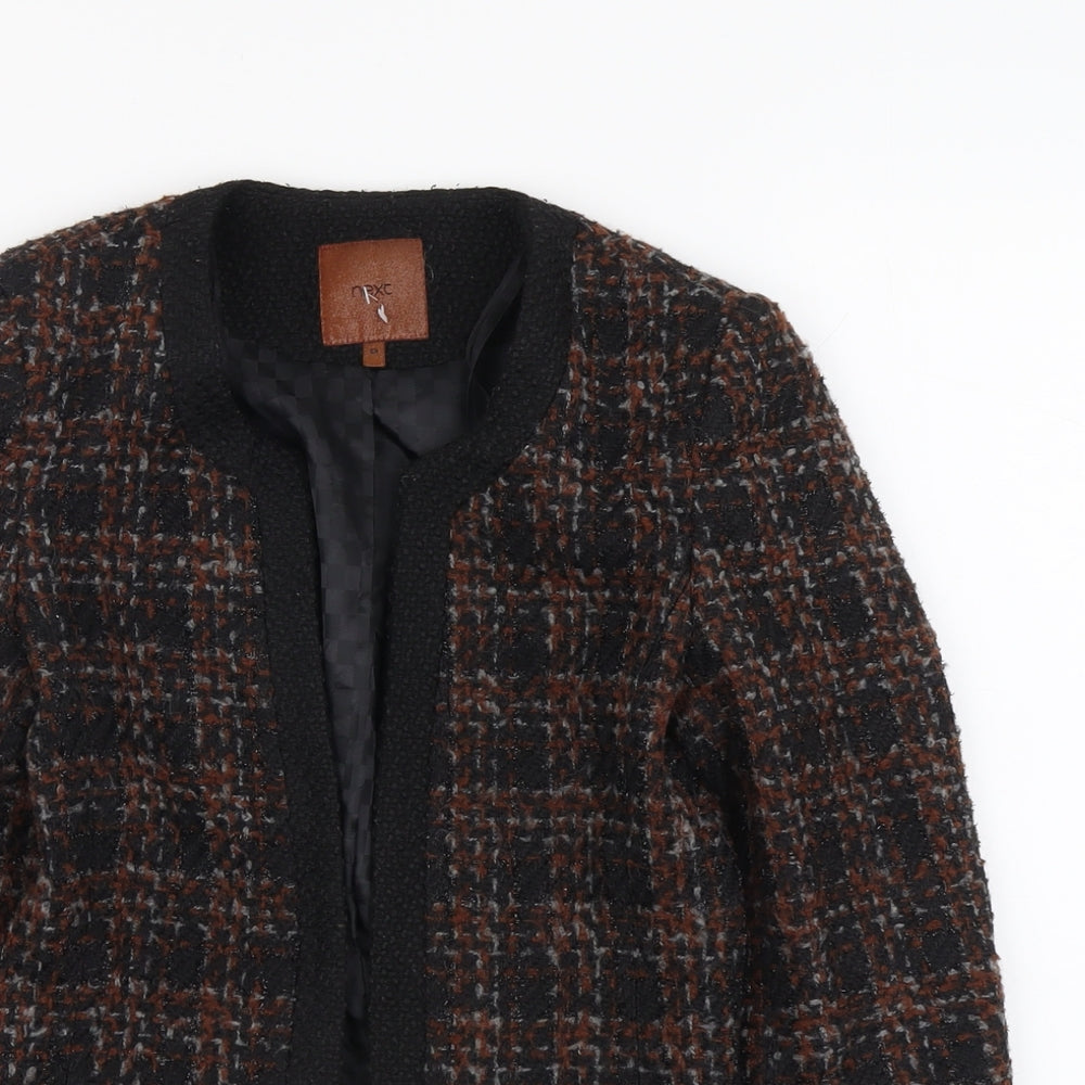 NEXT Womens Black Geometric Jacket Blazer Size 6 Hook & Eye