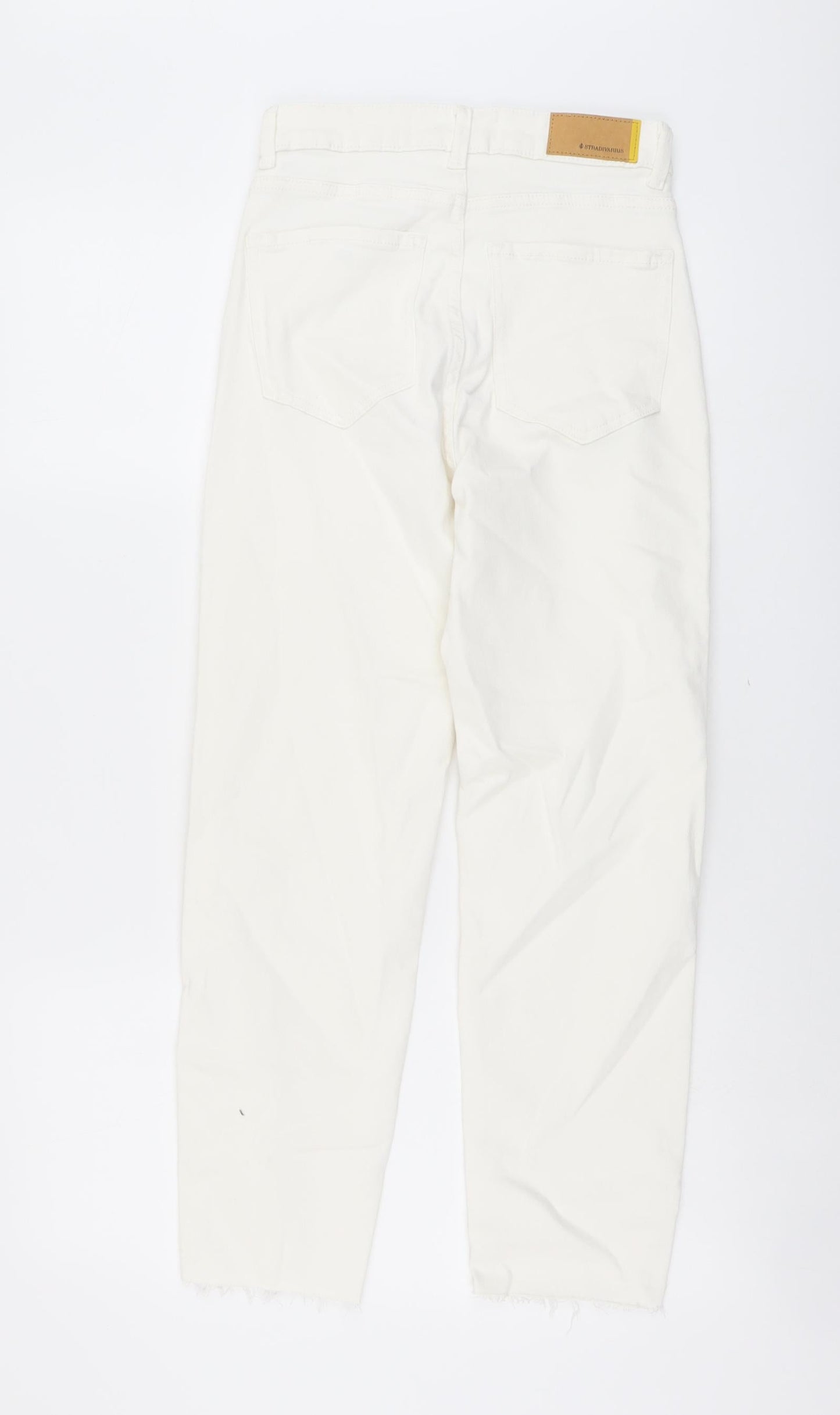 Stradivarius Womens Beige Cotton Straight Jeans Size 6 L25 in Regular Button