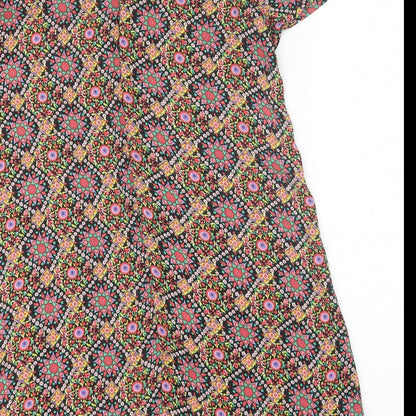 Cutie Womens Multicoloured Geometric Polyester Shift Size 10 Scoop Neck Zip