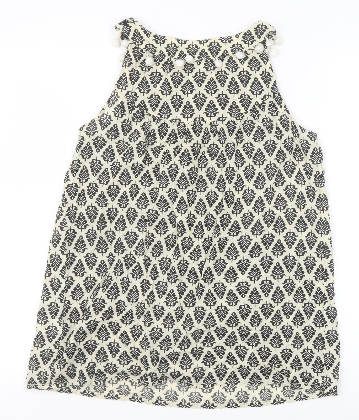 Clements Ribeiro Womens Black Geometric 100% Cotton Basic Tank Size 10 Scoop Neck