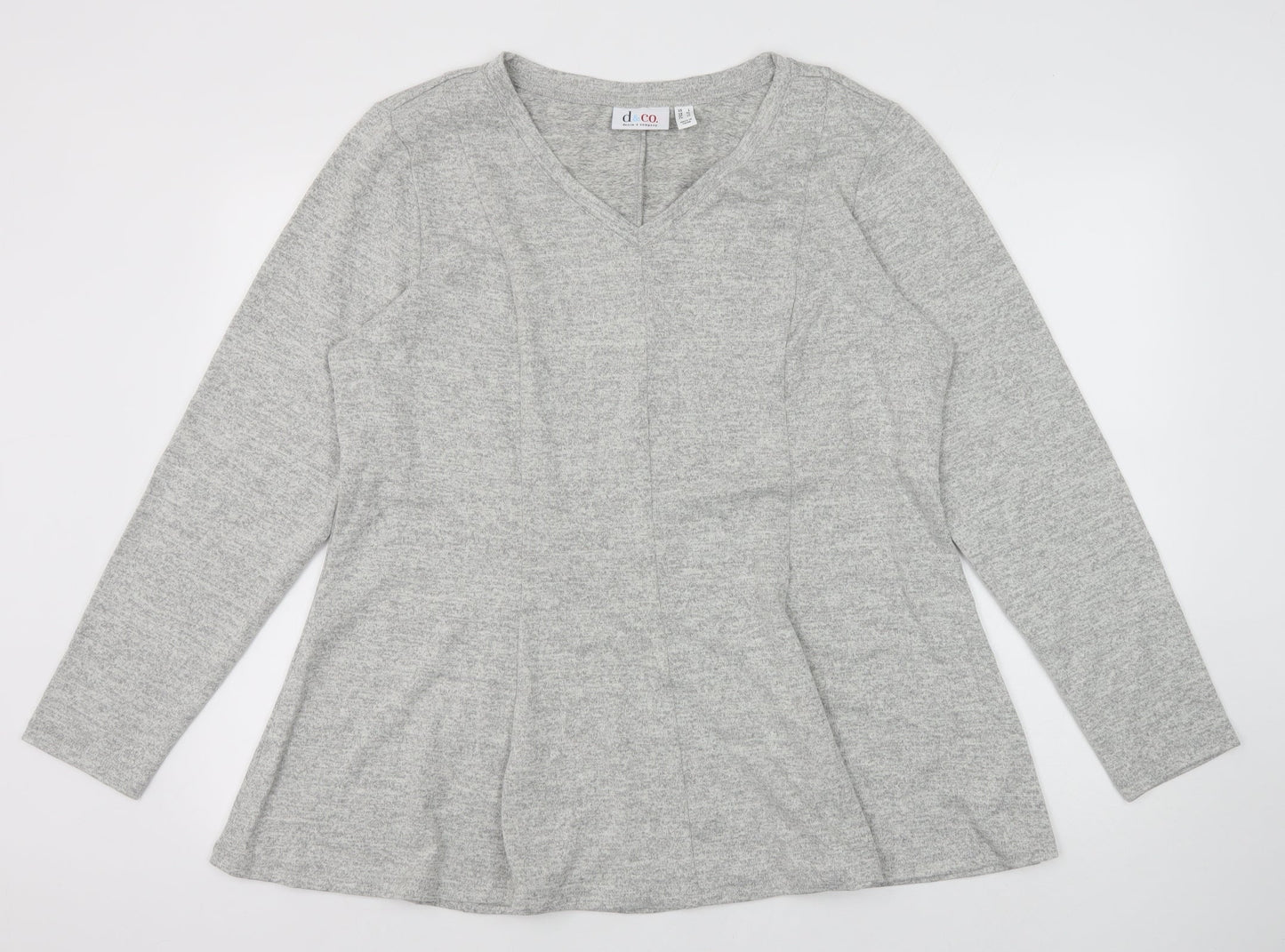 Denim + Company Womens Grey Polyester Basic T-Shirt Size XL V-Neck