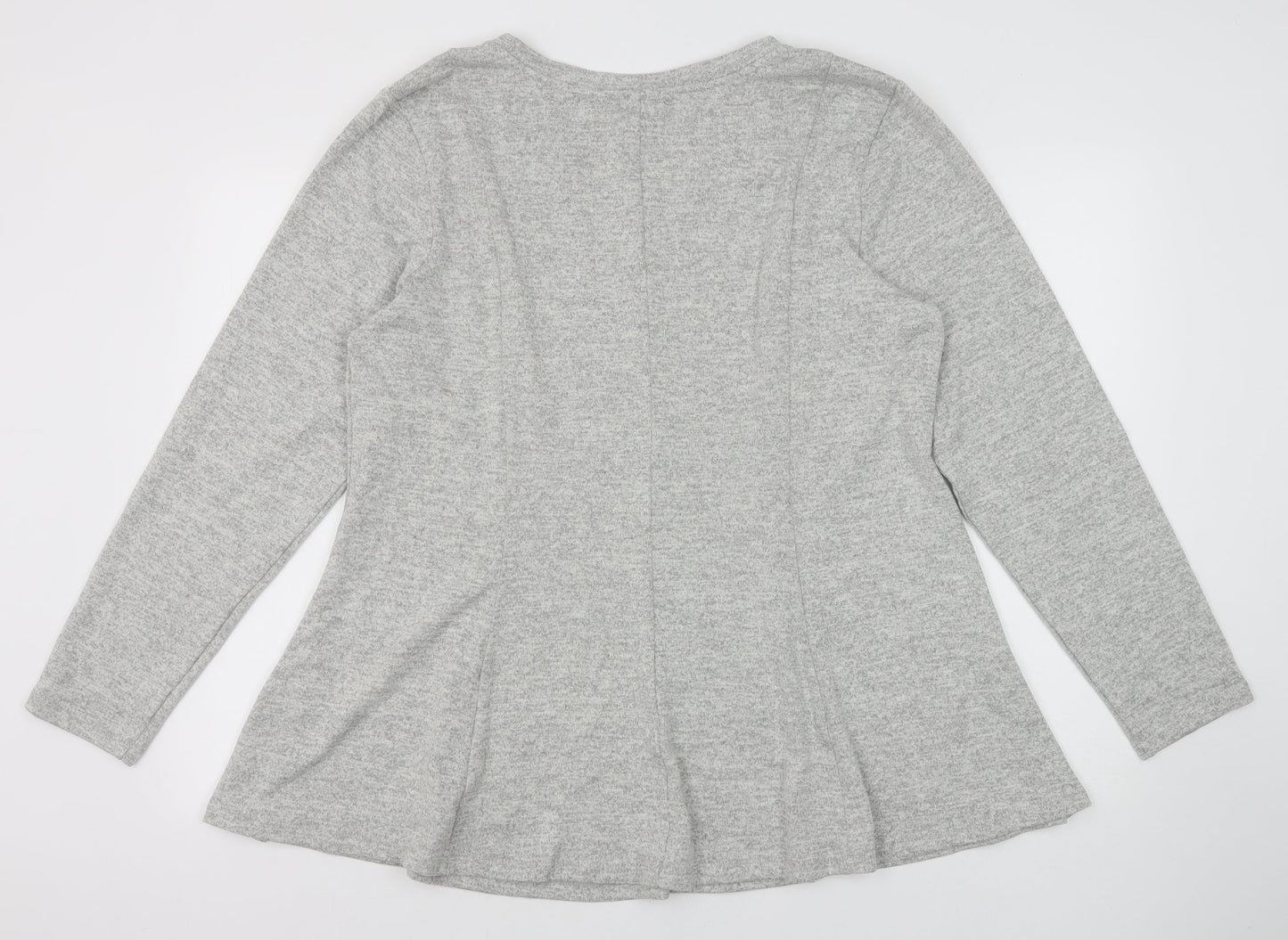 Denim + Company Womens Grey Polyester Basic T-Shirt Size XL V-Neck