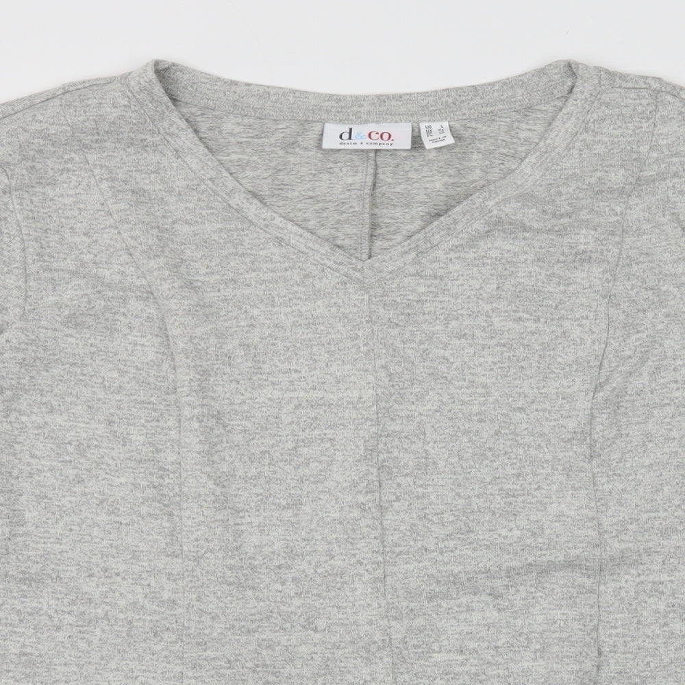 Denim + Company Womens Grey Polyester Basic T-Shirt Size XL V-Neck