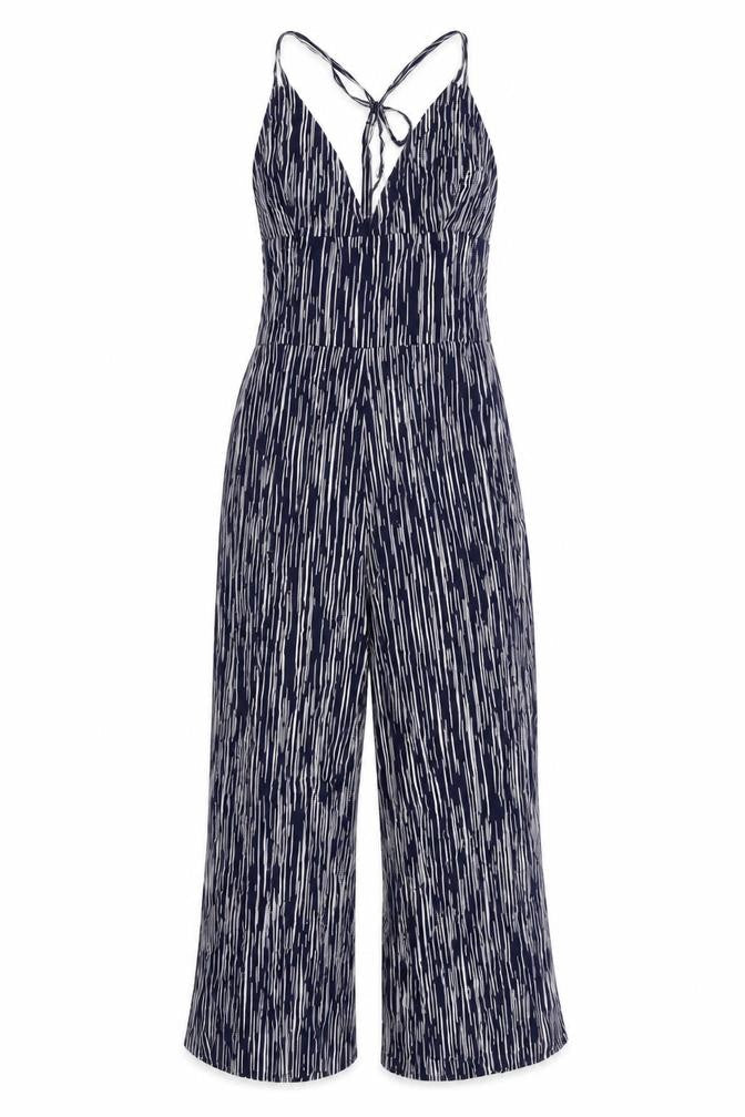 Club L Womens Blue Geometric Viscose Jumpsuit One-Piece Size 6 Zip