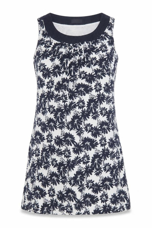 Marks and Spencer Womens Blue Geometric Polyester A-Line Size 10 Scoop Neck Zip