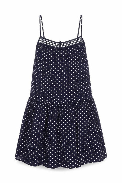 Next Womens Blue Polka Dot Viscose A-Line Size 14 Scoop Neck Pullover