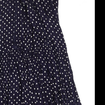 Next Womens Blue Polka Dot Viscose A-Line Size 14 Scoop Neck Pullover
