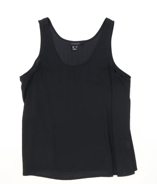 Atmosphere Womens Black Polyester Basic Tank Size 10 Scoop Neck