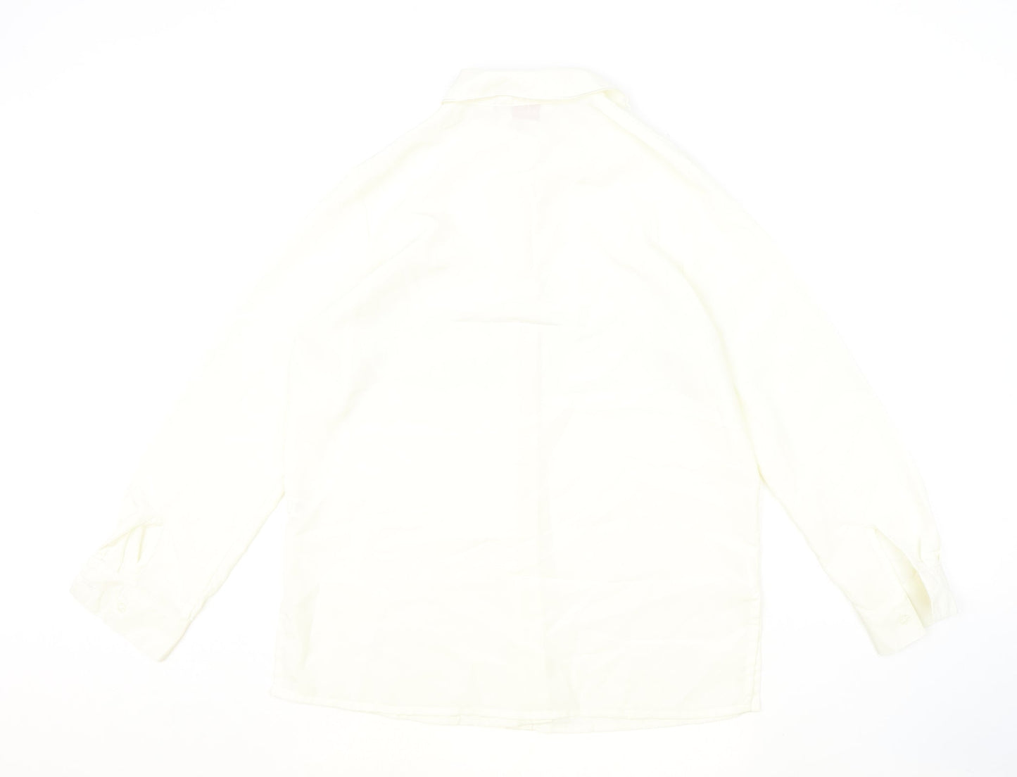 Kaleidoscope Womens Ivory Polyester Basic Button-Up Size 12 Collared
