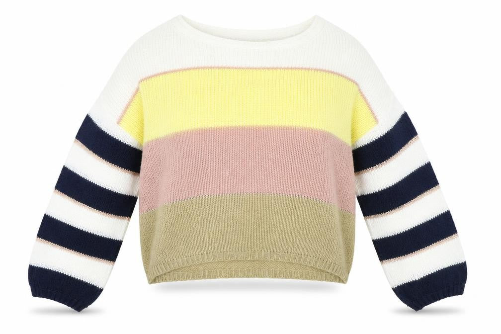 Villa Womens Multicoloured Round Neck Striped Acrylic Pullover Jumper Size S