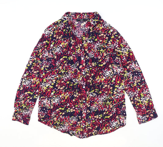 ISLE Womens Multicoloured Geometric Viscose Basic Button-Up Size 10 Collared