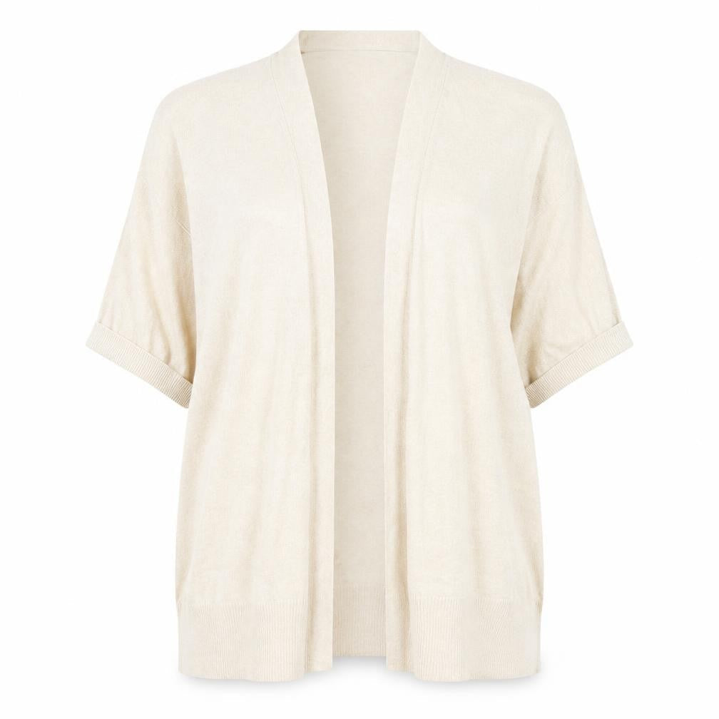 Marks & Spencer Womens Beige V-Neck Linen Cardigan Jumper Size M - Open