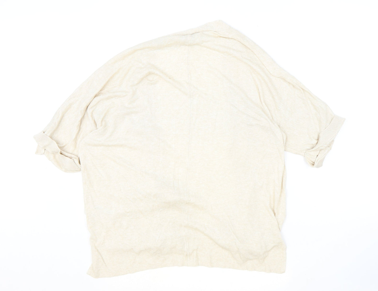 Marks and Spencer Womens Beige V-Neck Linen Cardigan Jumper Size M - Open