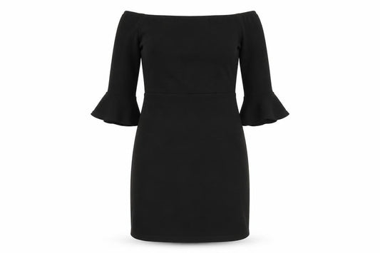 PRETTYLITTLETHING Womens Black Polyester A-Line Size 10 Boat Neck Pullover