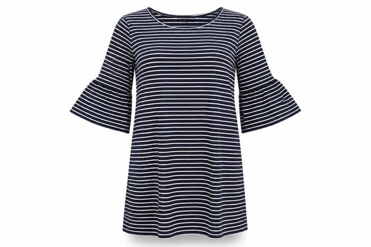 Atmosphere Womens Blue Striped Viscose A-Line Size 12 Round Neck Pullover