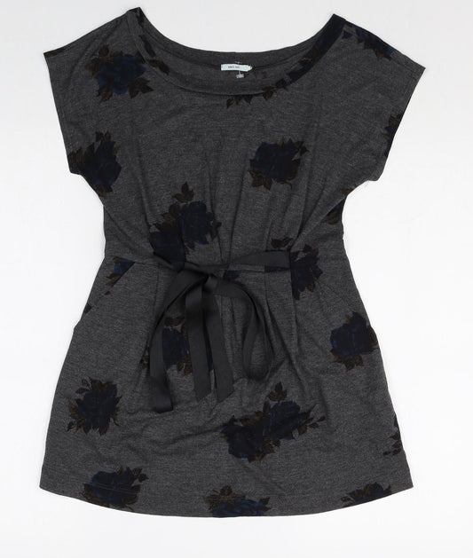 Kimchi Blue Womens Black Floral Polyester T-Shirt Dress Size S Boat Neck Pullover