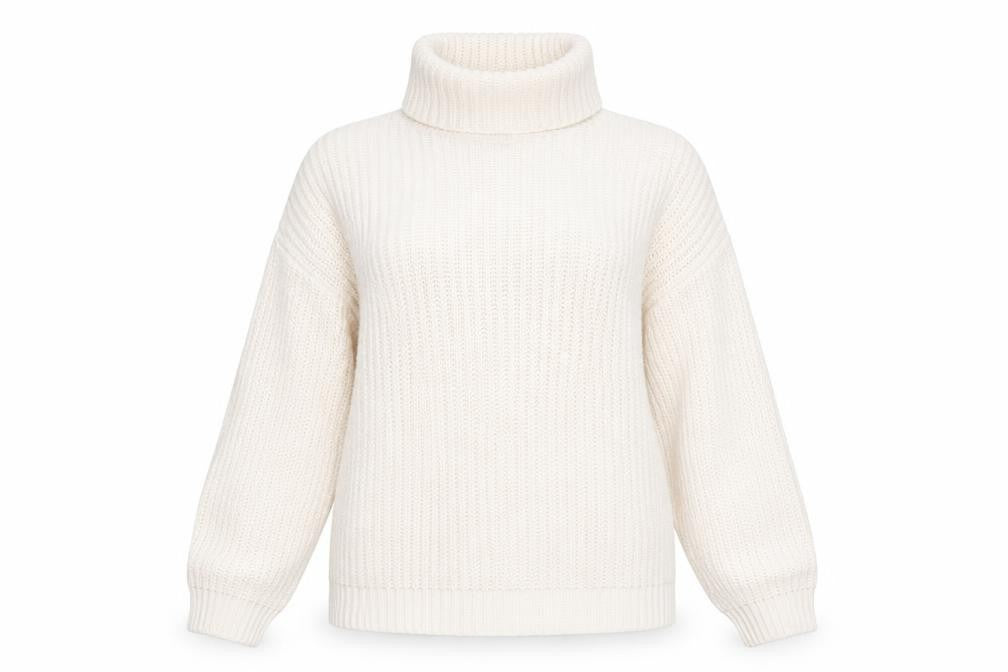 Boohoo Womens Ivory Roll Neck Acrylic Pullover Jumper Size 8