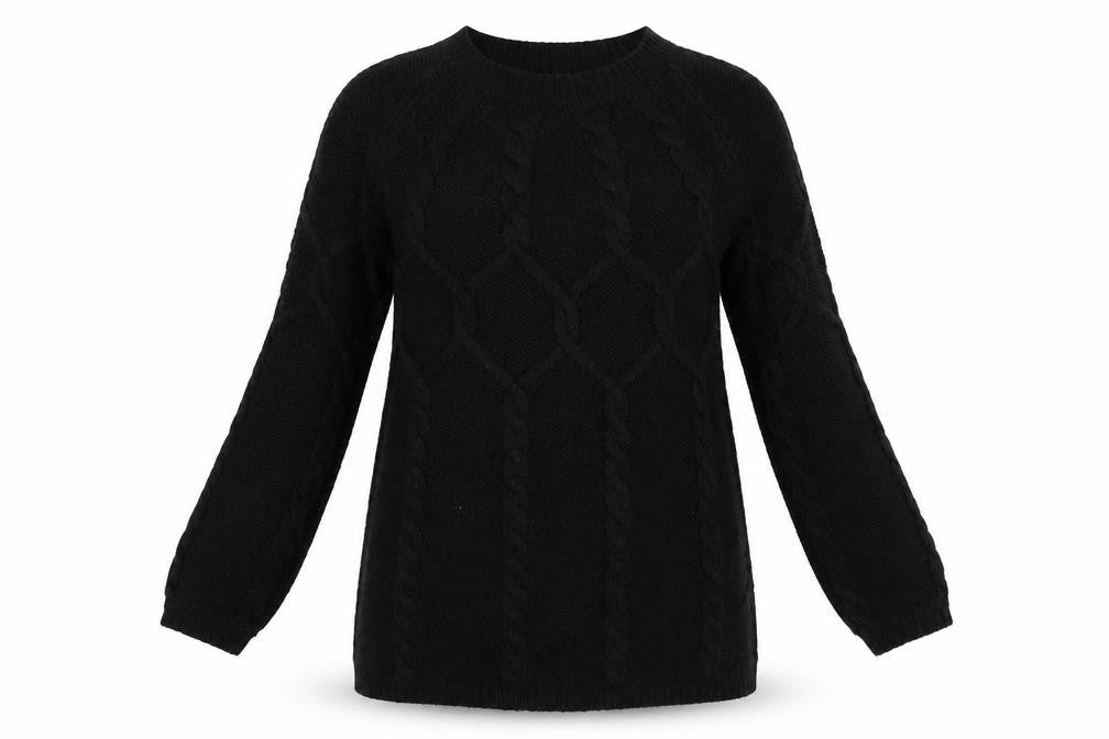 New Look Womens Black Round Neck Acrylic Pullover Jumper Size 12