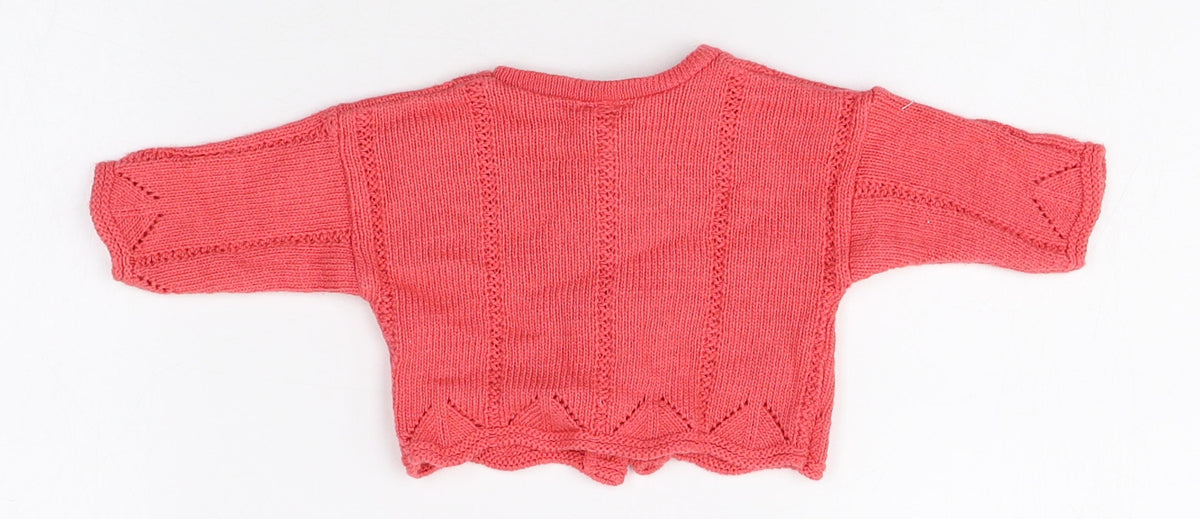 Adams Girls Pink Acrylic Cardigan Jumper Size 0-3 Months Button