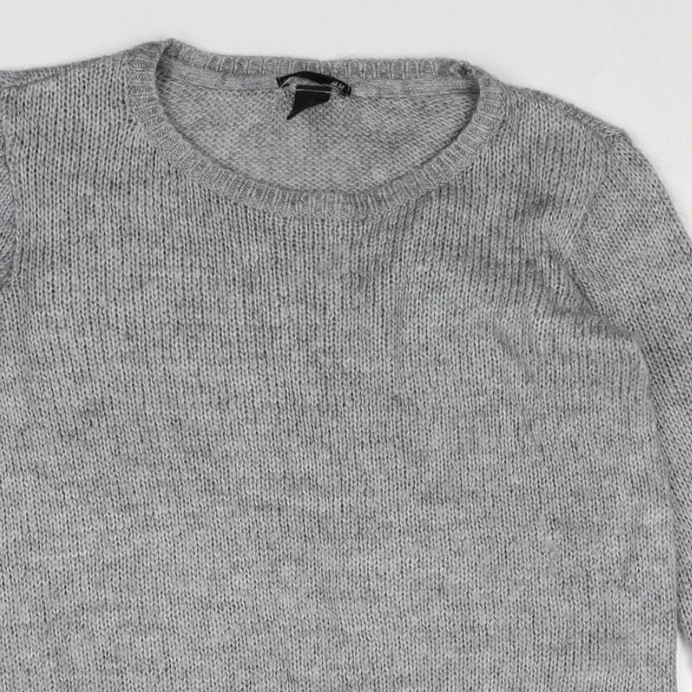 H&M Womens Grey Scoop Neck Acrylic Pullover Jumper Size XS