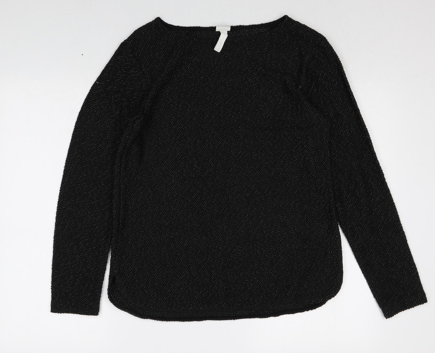 H&M Womens Black Boat Neck Cotton Pullover Jumper Size S