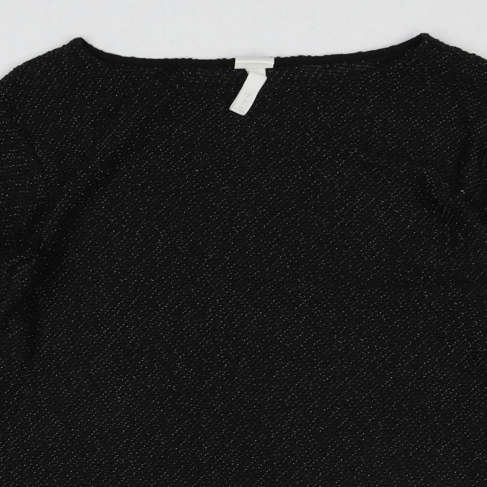 H&M Womens Black Boat Neck Cotton Pullover Jumper Size S