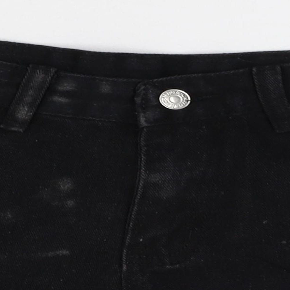 Preworn Womens Black Cotton Hot Pants Shorts Size L Regular Zip