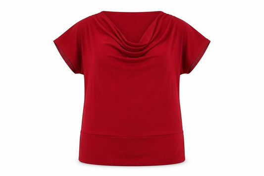 Cheval Womens Red Polyester Basic T-Shirt Size 2XL Cowl Neck