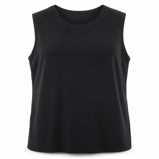 Aaron Design Womens Black Polyester Basic Tank Size XL Scoop Neck