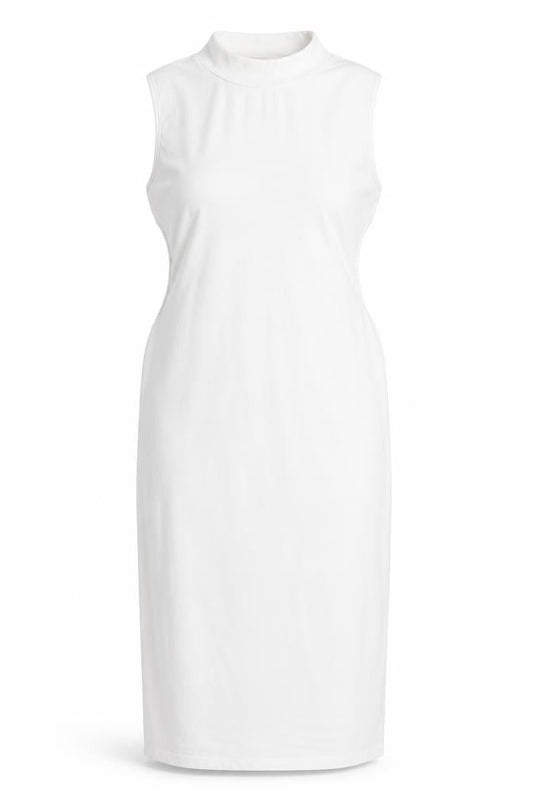 Womens White Polyester Pencil Dress Size L Round Neck Pullover - Cut Out