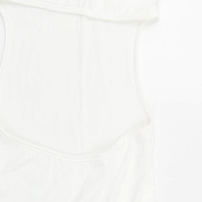 Womens White Polyester Pencil Dress Size L Round Neck Pullover - Cut Out
