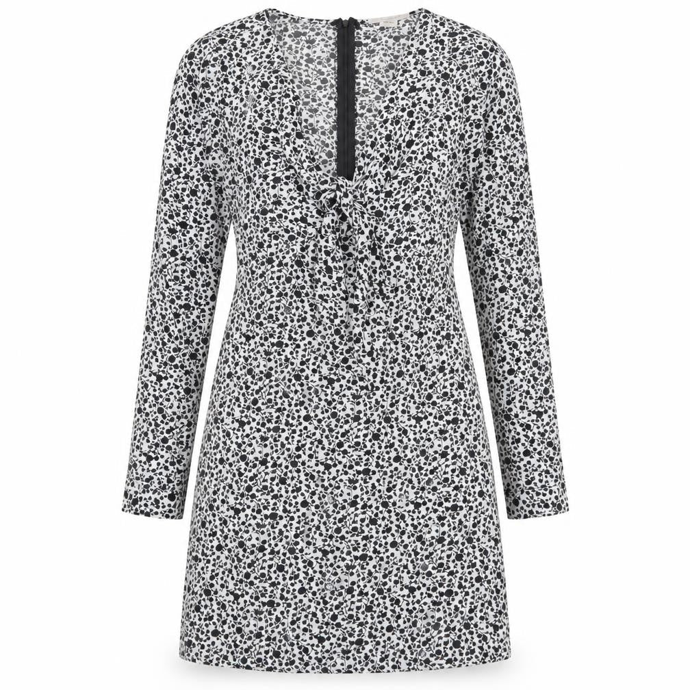 Glamorous Womens White Floral Polyester A-Line Size 8 V-Neck Zip