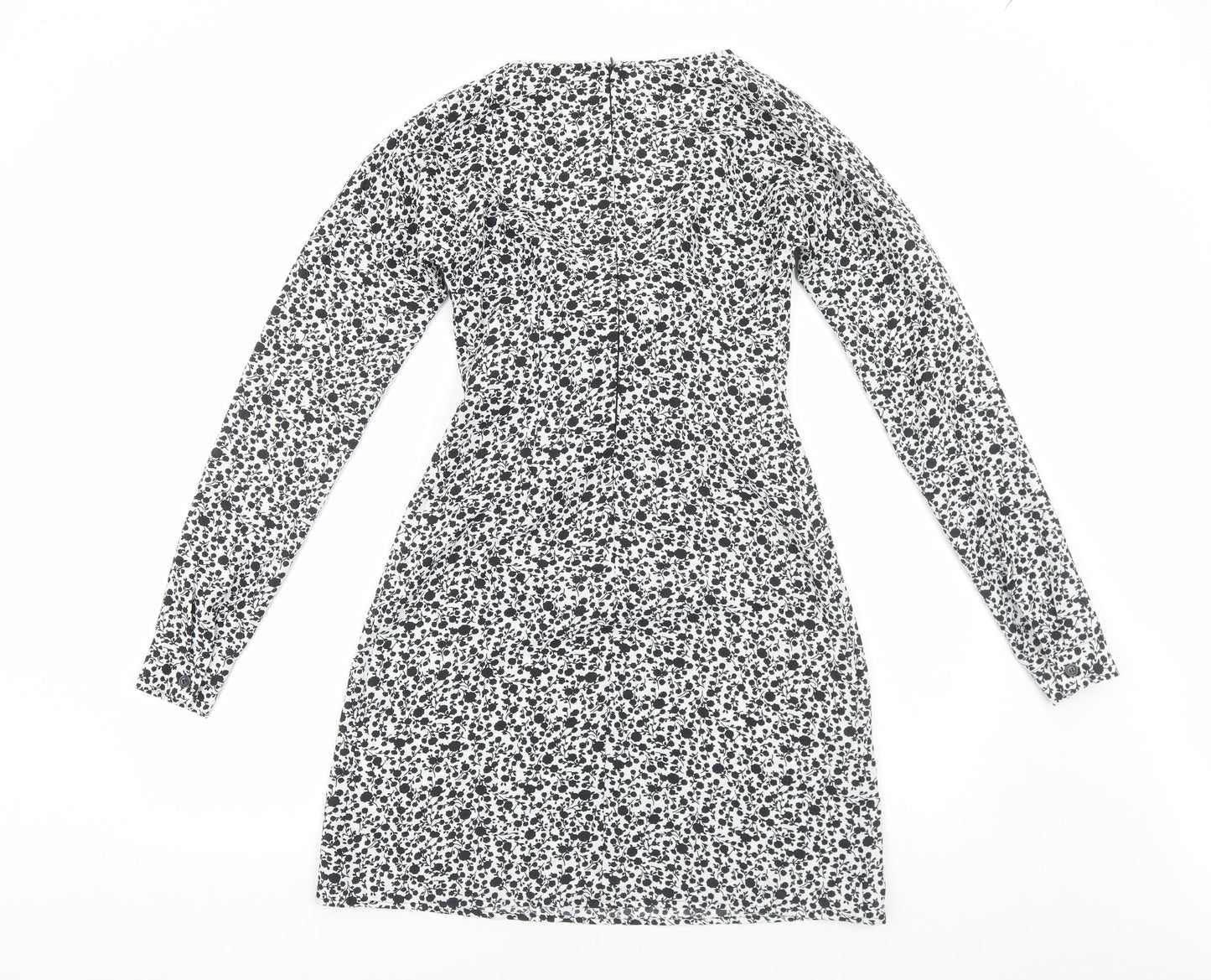 Glamorous Womens White Floral Polyester A-Line Size 8 V-Neck Zip