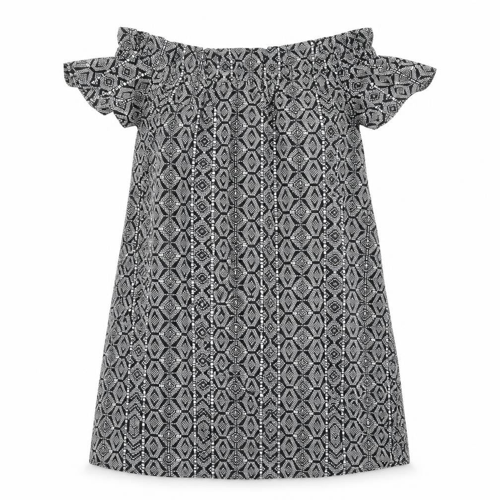 Atmosphere Womens Black Geometric Polyester A-Line Size 14 Off the Shoulder Pullover