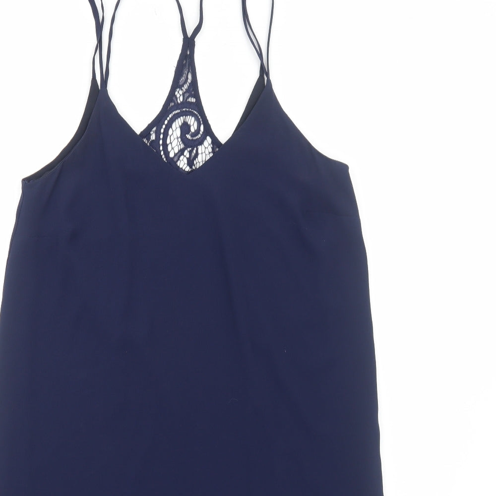 Therapy Womens Blue Polyester Slip Dress Size 10 V-Neck Pullover