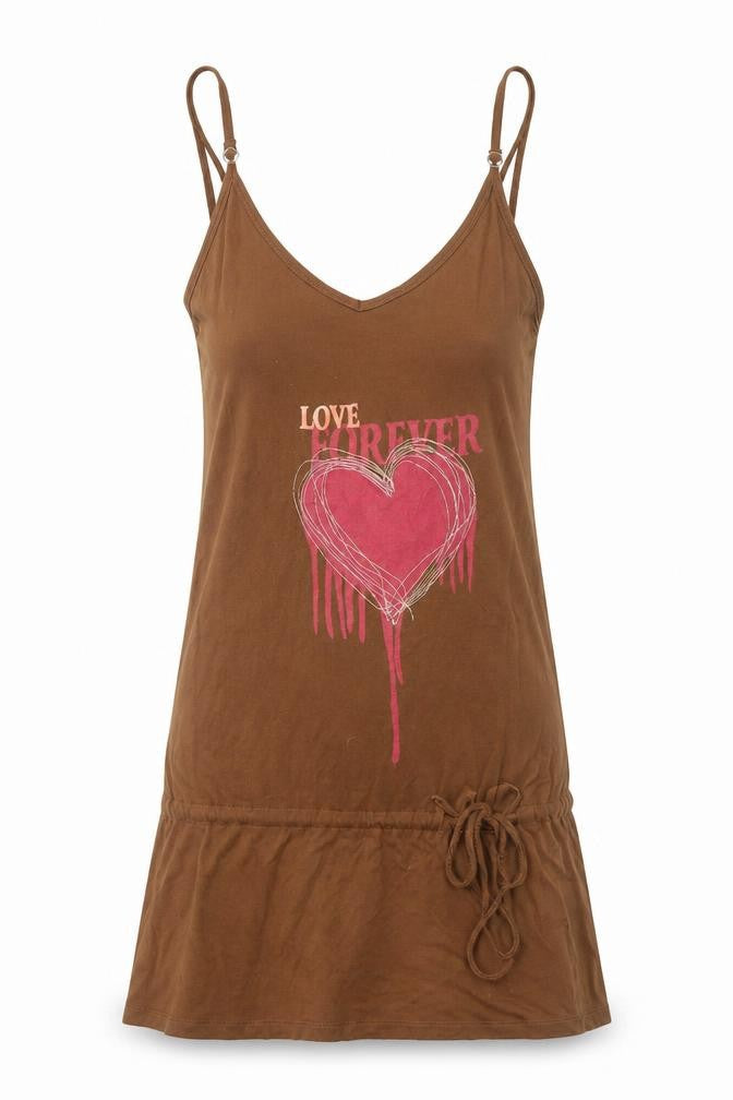 Preworn Womens Brown Viscose Tank Dress Size M V-Neck Pullover - Love Forever