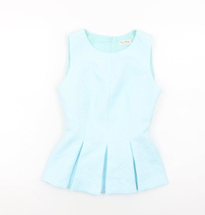 Miss Selfridge Womens Blue Polyester Basic Tank Size 6 Scoop Neck - Peplum