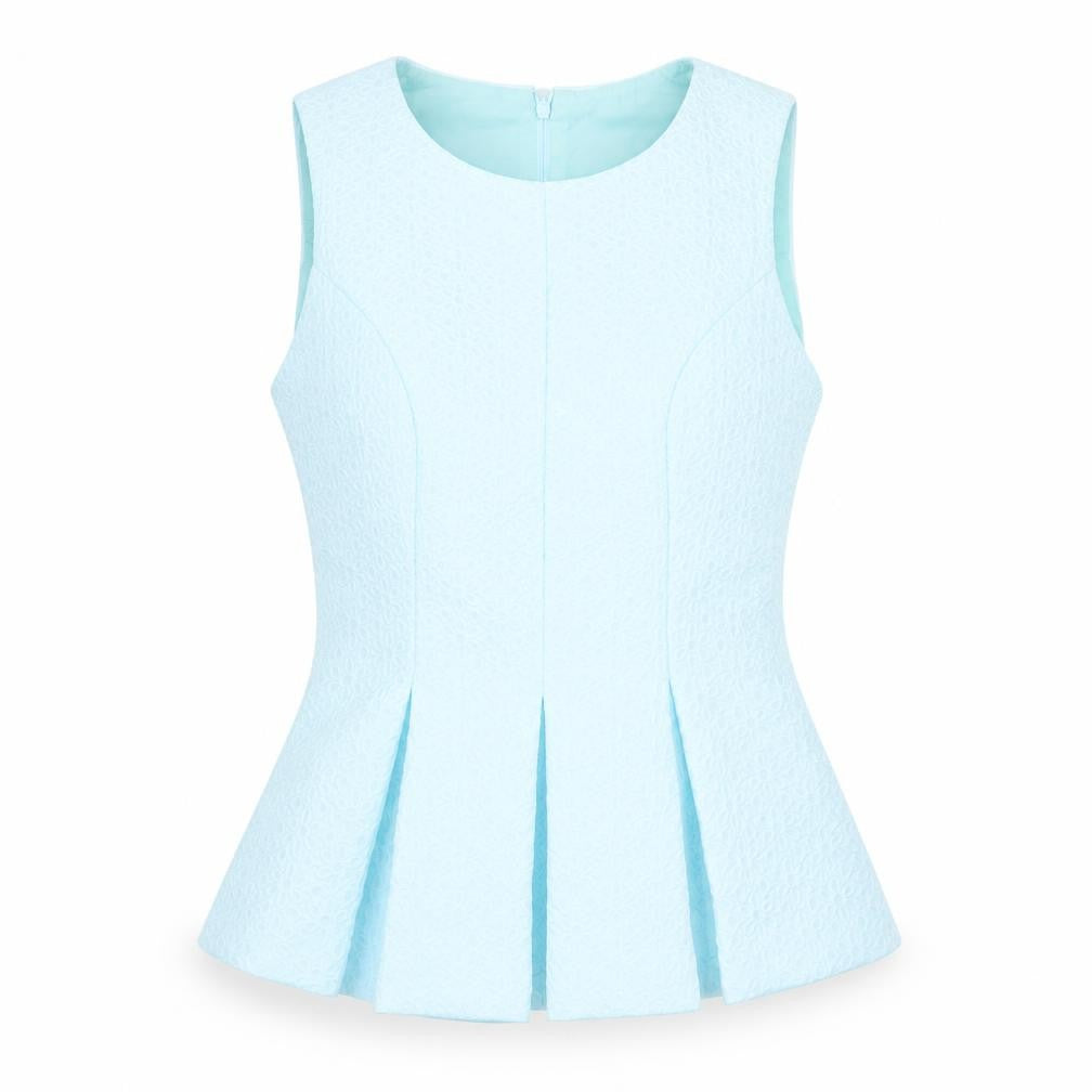 Miss Selfridge Womens Blue Polyester Basic Tank Size 6 Scoop Neck - Peplum