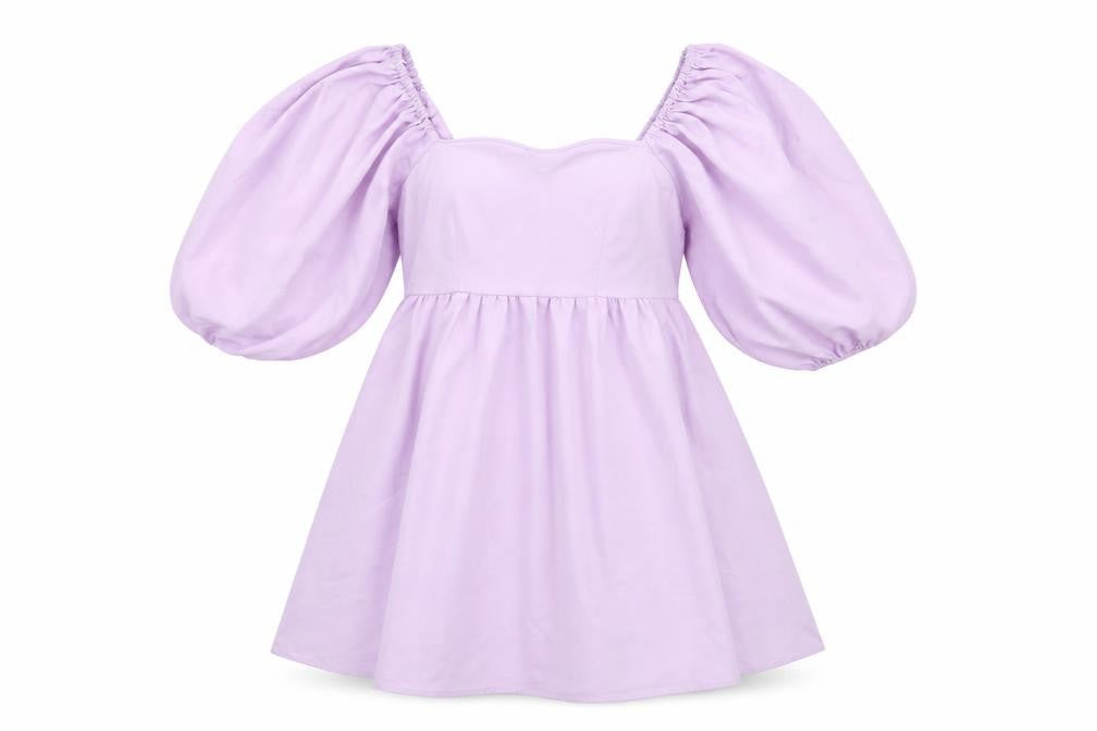SheIn Womens Purple Polyester A-Line Size L Square Neck Zip