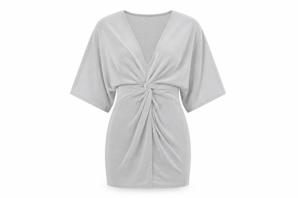 Missguided Womens Silver Polyester Bodycon Size 4 V-Neck Pullover