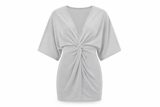 Missguided Womens Silver Polyester Bodycon Size 4 V-Neck Pullover