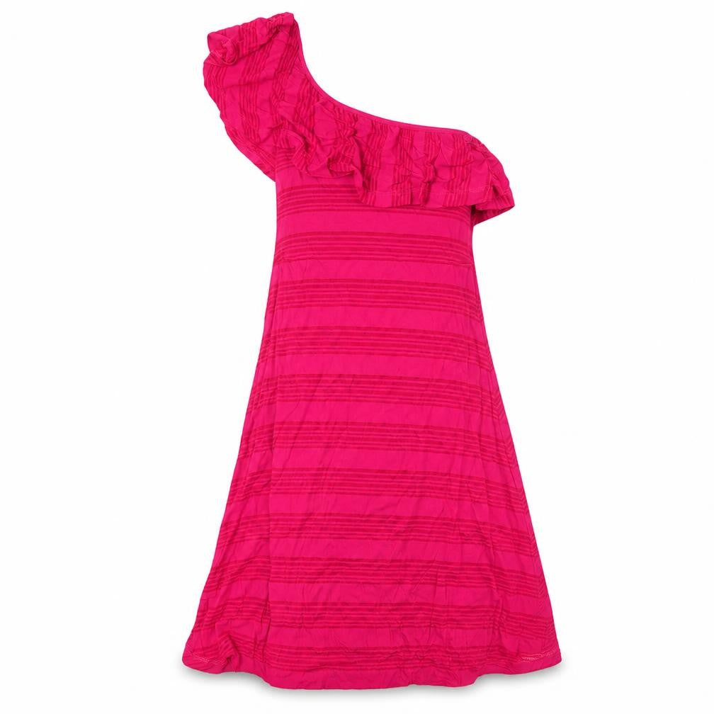 Preworn Womens Pink Striped Viscose A-Line Size S One Shoulder Pullover