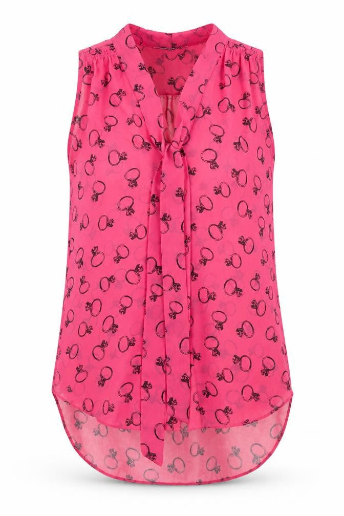 Dororthy Perkins Womens Pink Geometric Polyester Basic Blouse Size 10 V-Neck