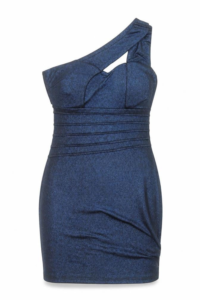 Joanne Kitten Womens Blue Polyester Mini Size S One Shoulder Pullover