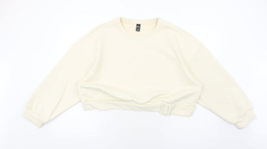SheIn Womens Ivory Polyester Pullover Sweatshirt Size XL Pullover - Cropped