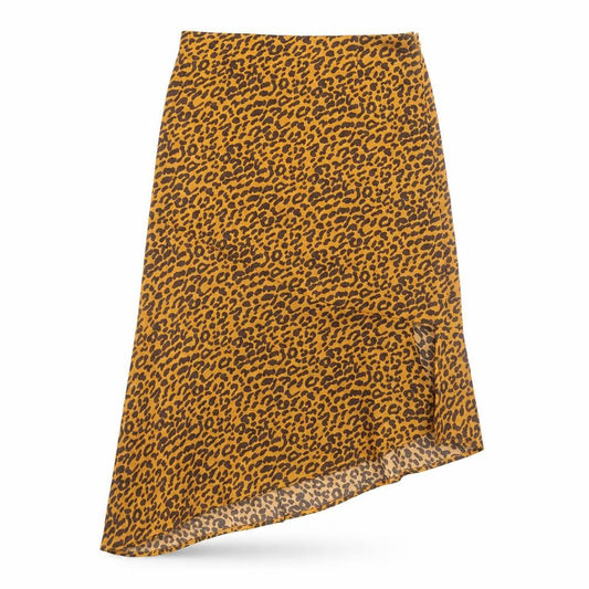 Boohoo Womens Brown Animal Print Polyester Peasant Skirt Size 8 Zip - Leopard Pattern