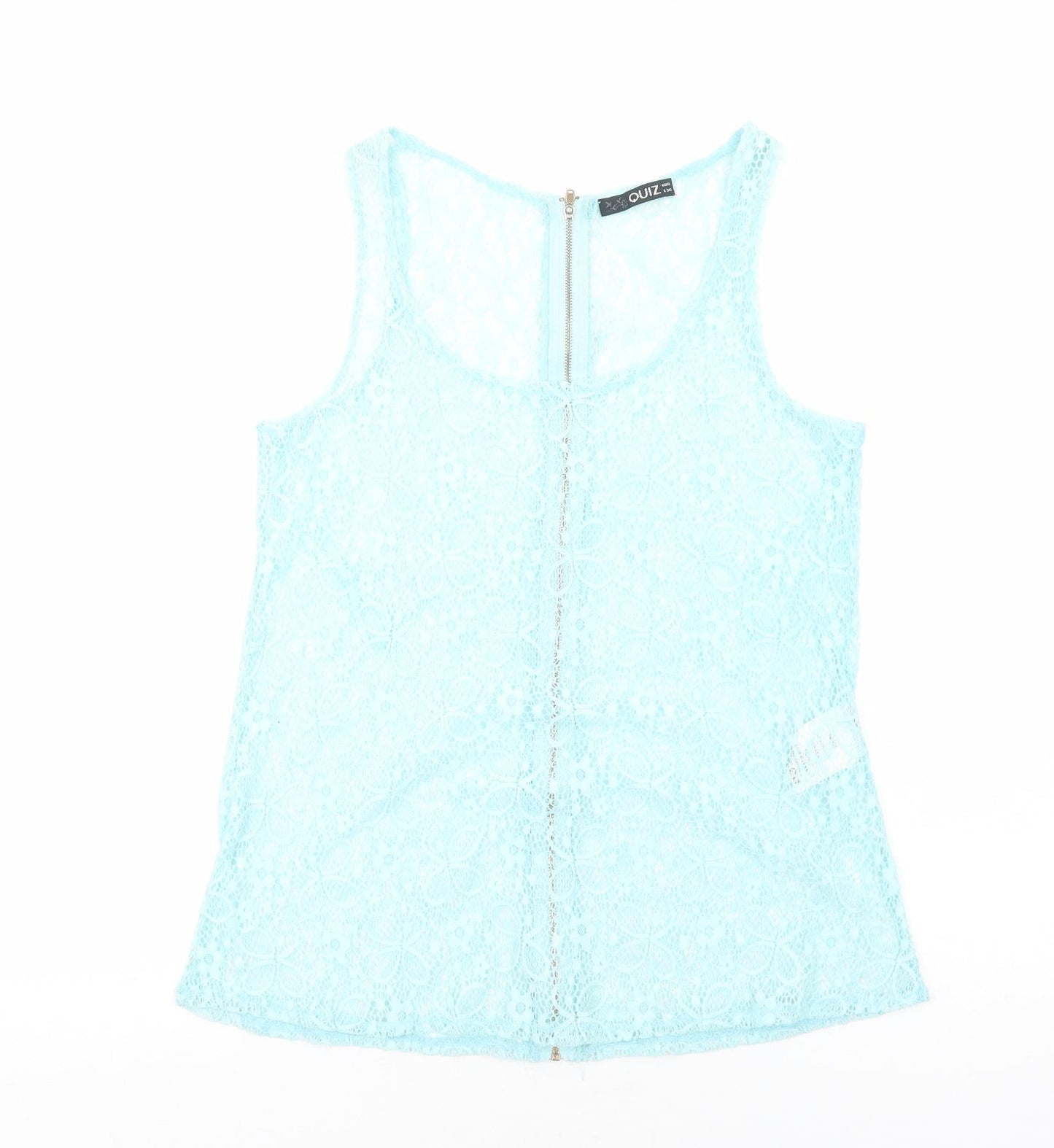 Quiz Womens Blue Floral Polyester Basic Tank Size 8 Scoop Neck