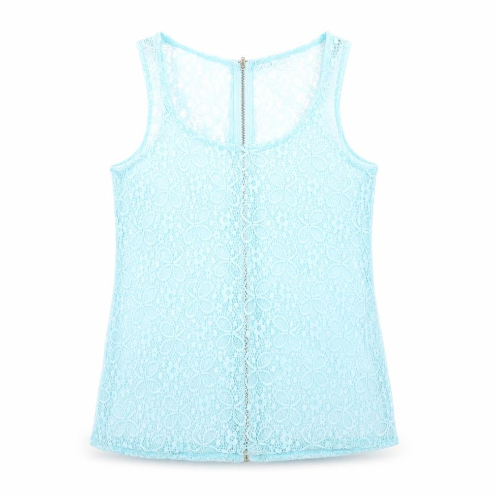 Quiz Womens Blue Floral Polyester Basic Tank Size 8 Scoop Neck