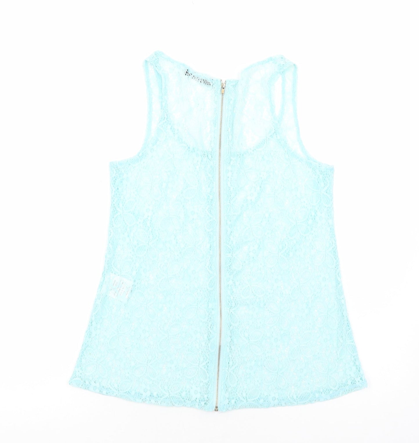 Quiz Womens Blue Floral Polyester Basic Tank Size 8 Scoop Neck